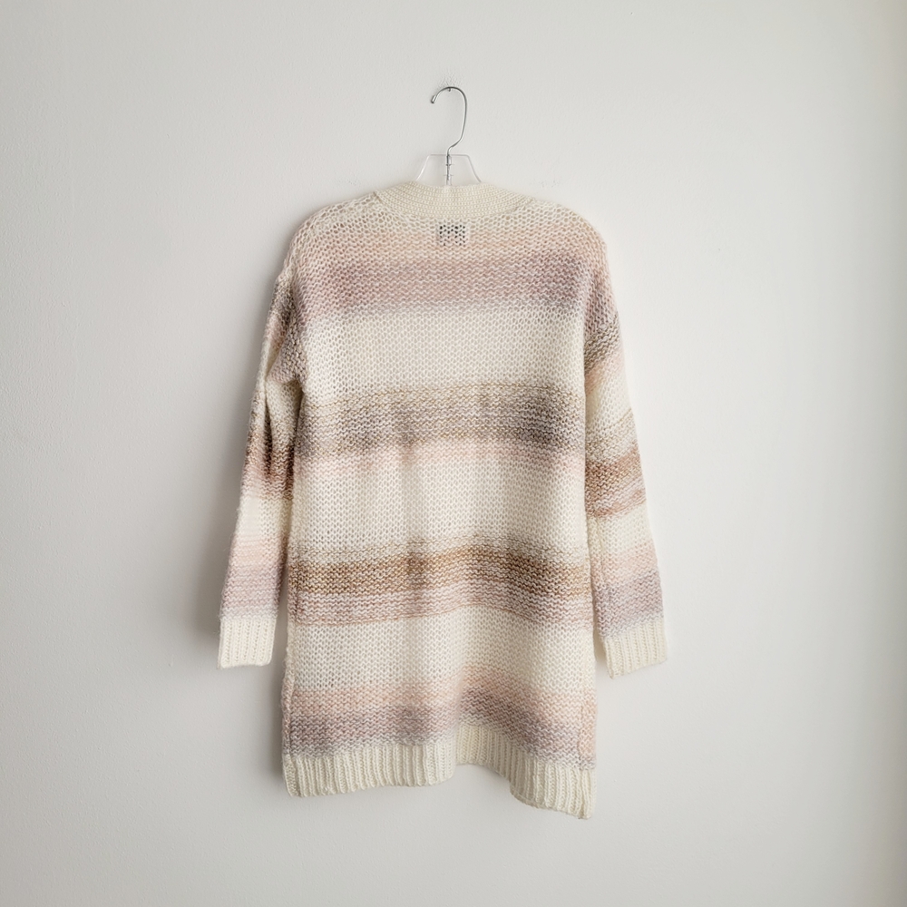 NUMPH by Anthropologie Cozy Cream Striped Open Cardigan Sweater - Picture 5 of 5